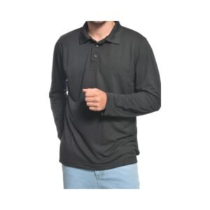 Playera-Polo-Manga-Larga-Hombre-ZTP03-Gris-Vista-Frontal
