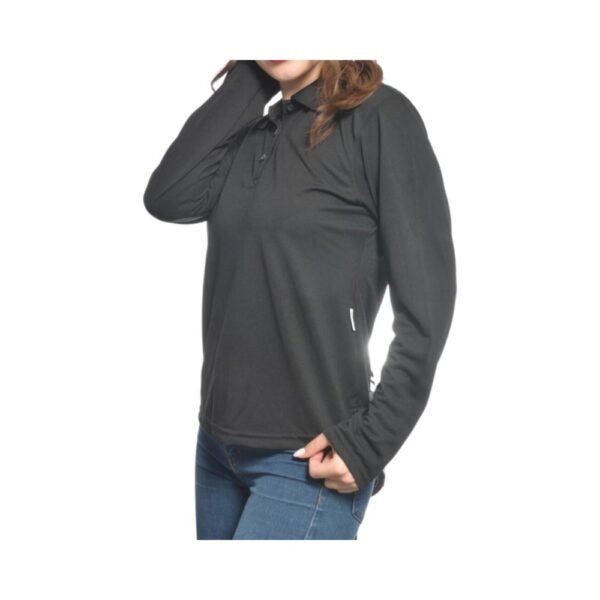 Playera-Polo-Manga-larga-Mujer-ZTP04-Gris-Vista-Frontal